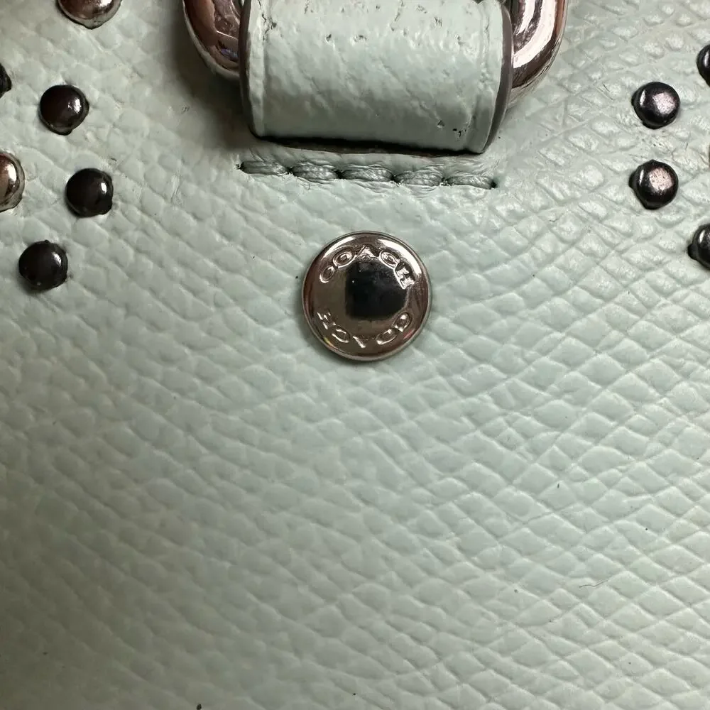 Coach Seaglass Mint Green Studded Sierra Satchel Bag With Crossbody Strap‎